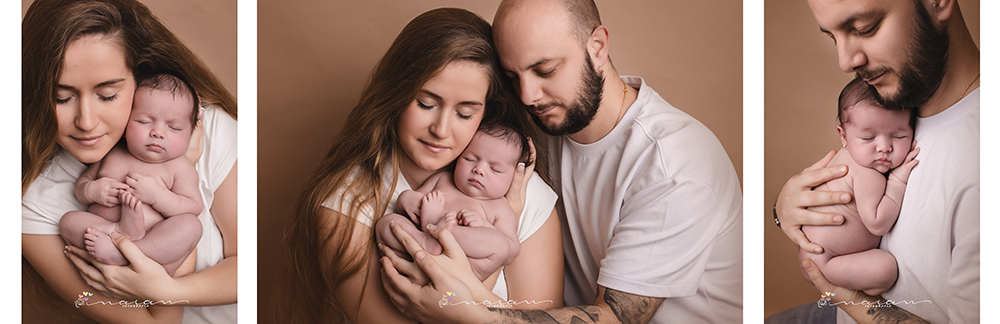 Fotografia con papás y recien nacido